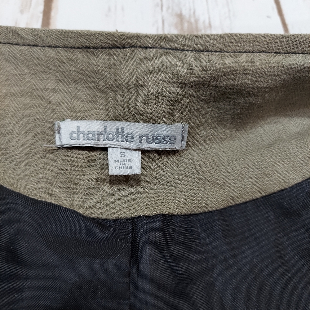 Charlotte Russe Olive And Black Faux Leather Moto Jacket Women's S - Picture 13 of 16